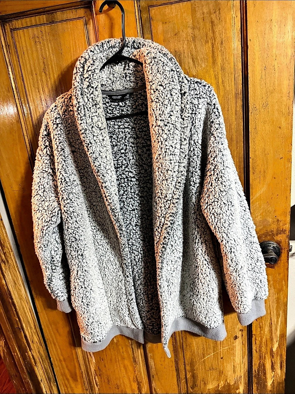 Simply Vera Wang Teddy Jacket Gray Size XS Like New